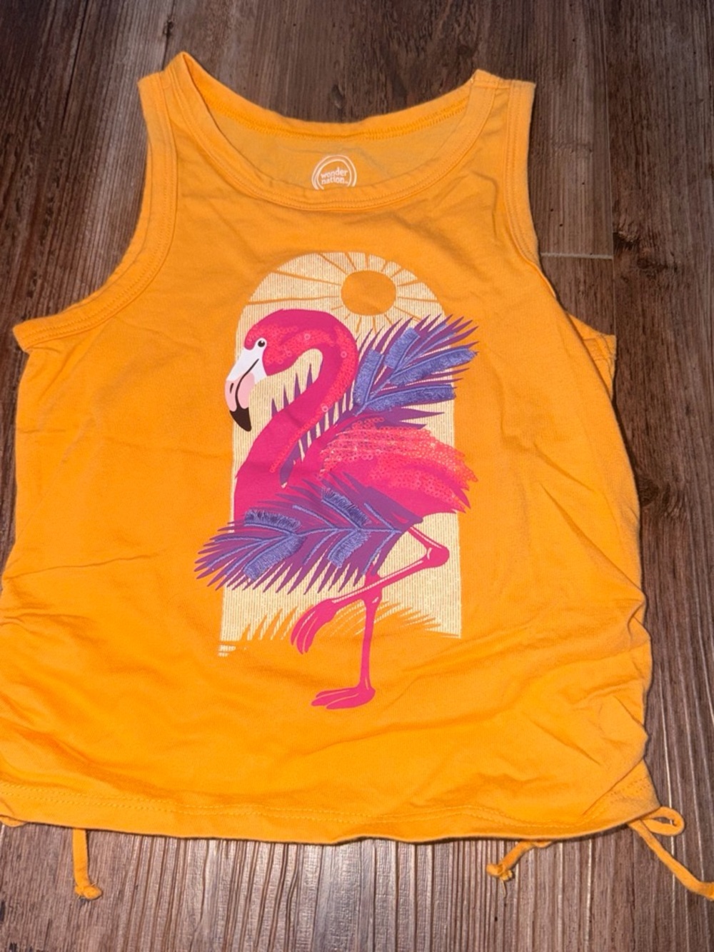 Kids Orange Flamingo Graphic Tank Top